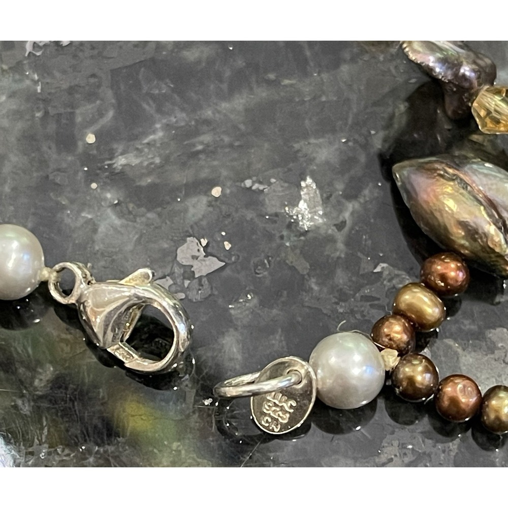 Lucas Lameth LUC 925 Baroque Freshwater Pearl 2 Strand Statement Necklace - Picture 7 of 16